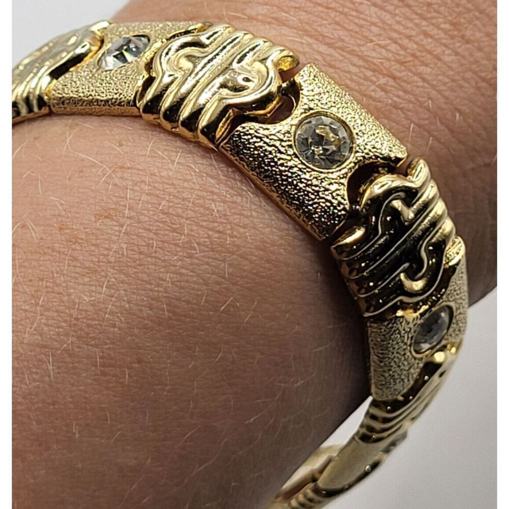 Estate Gold-Tone Bracelet with Clear Stones